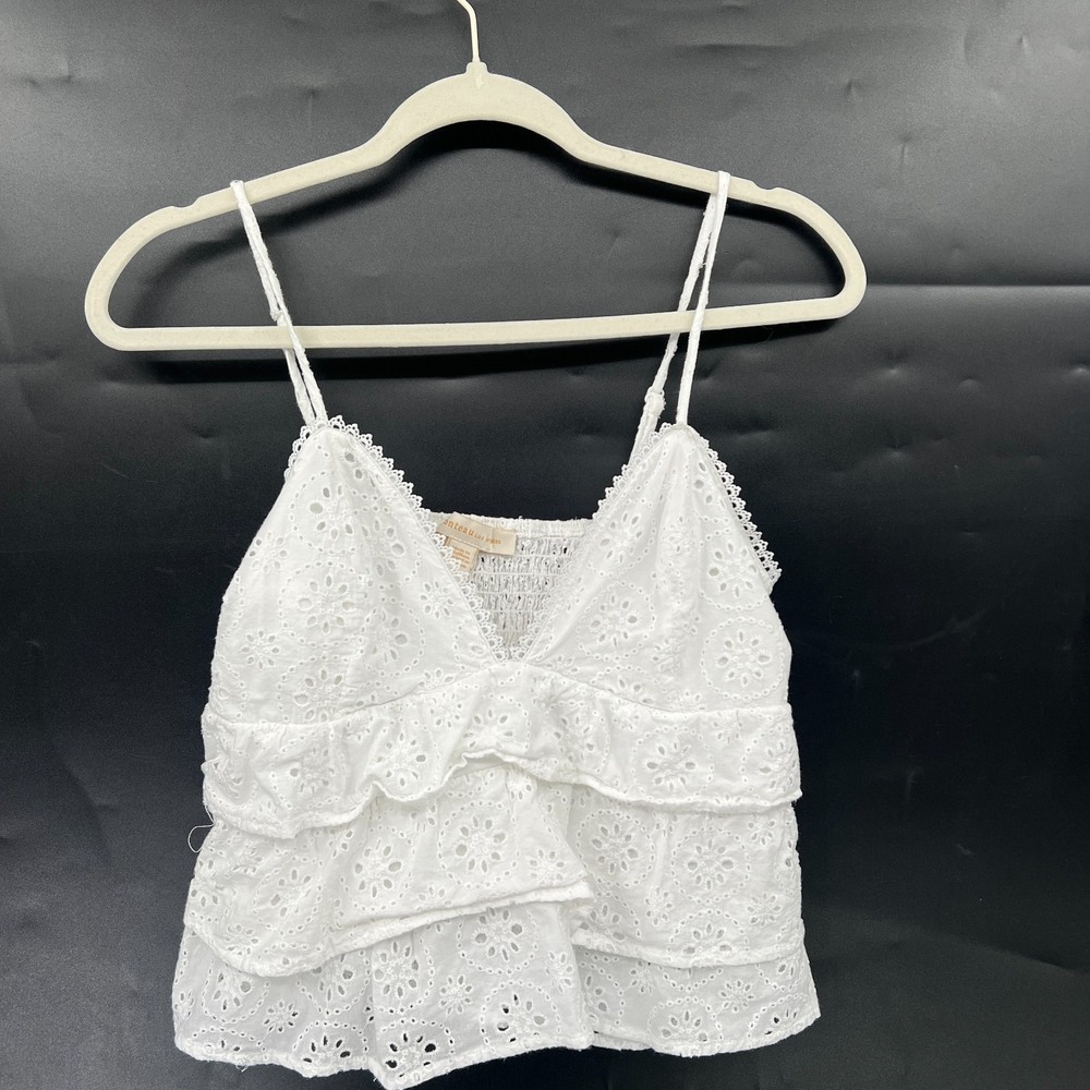 Monteau eyelet lace ruffle tank top coastal granddaughter cowgirl coquette M
